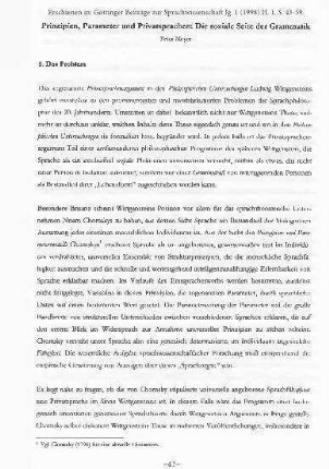 Prinzipien, Parameter und Privatsprachen. Die soziale Seite der Grammatik