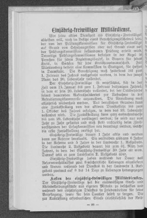 Einjährig-freiwilliger Militärdienst.