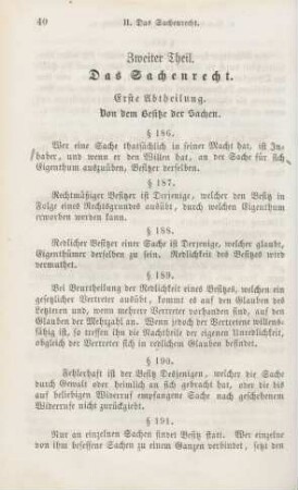 Zweiter Theil. Das Sachenrecht