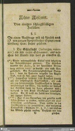 Achter Abschnitt. Von einigen schlagflüssigen Zufällen