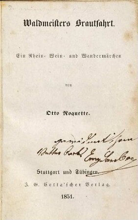 Waldmeisters Brautfahrt : ein Rhein-, Wein- und Wandermärchen