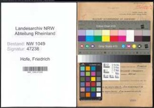 Entnazifizierung Friedrich Vom Hofe , geb. 02.04.1900 (Ingenieur)