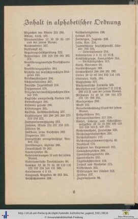 Inhalt in alphabetischer Ordnung.