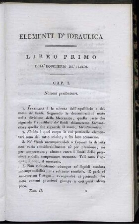 Libro Primo. Dell' Equilibrio De' Fluidi.