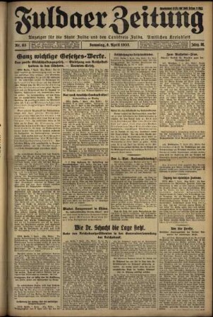 Ausgabe vom Samstag, den 08. April 1933.