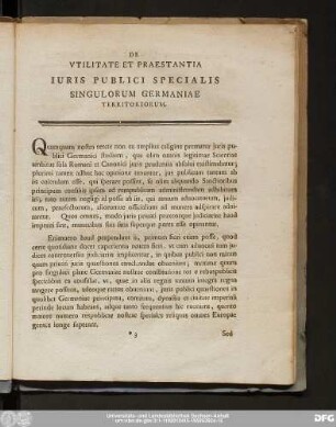 De Utilitate Et Praestantia Iuris Publici Germaniae Territoriorum.