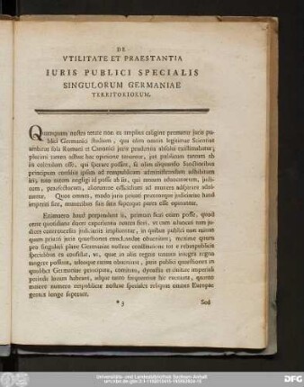 De Utilitate Et Praestantia Iuris Publici Germaniae Territoriorum.