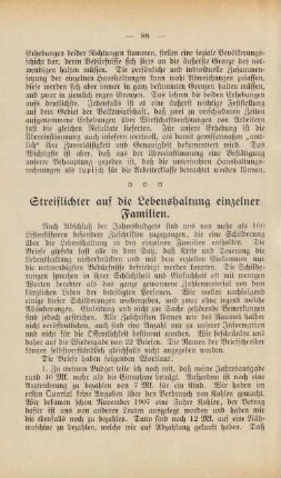 Streiflichter auf die Lebenshaltung einzelner Familien