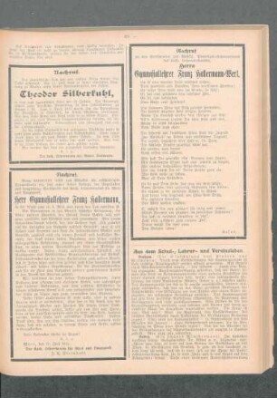 Nachruf : [Herrn Gymnasiallehrer Franz Hallermann - Werl]