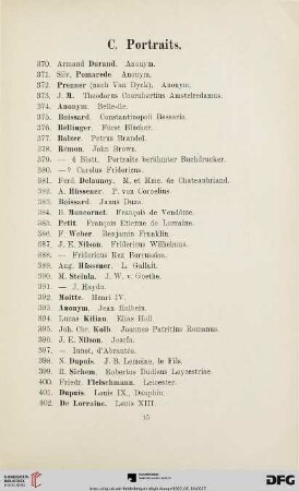C. Portraits (Nr. 370-422)