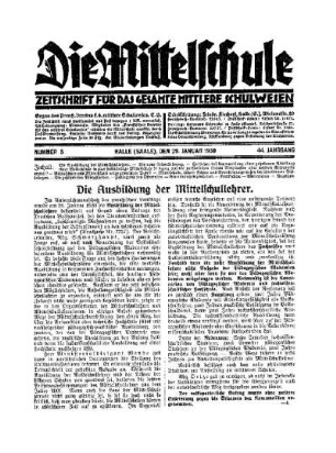 Die Ausbildung der Mittelschullehrer