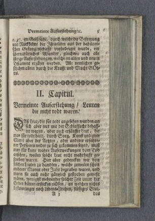 II. Capitul. Vermeinte Auferstehung / Leuten die nicht todt waren.