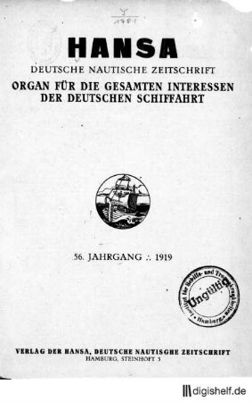 1919: 56. Jahrgang