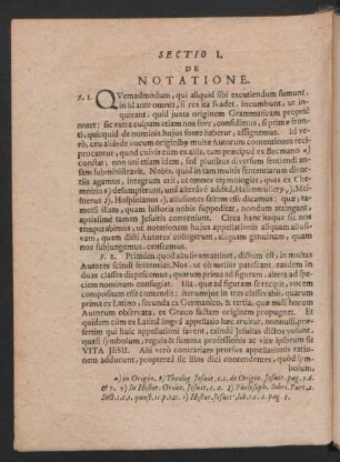Sectio I. De Notatione.