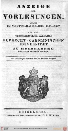 Wintersemester 1846/1847