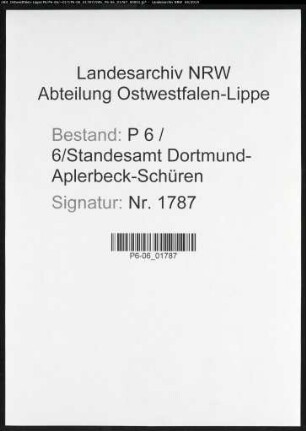 Sterberegister Standesamt Dortmund-Aplerbeck-Schüren XXV)