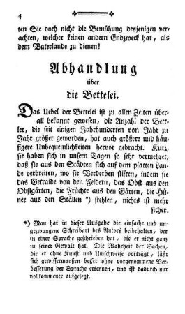 Abhandlung über die Bettelei
