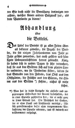 Abhandlung über die Bettelei