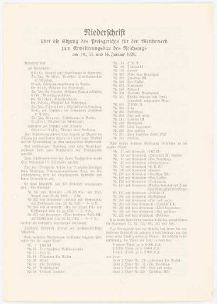 Reichstag, Berlin Erweiterung: Niederschrift über die Sitzung des Preisgerichtes