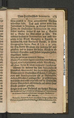 Von Heydnischen Seminariis. [u. a.]