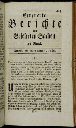42 Stück. Rostock, den 16ten October, 1766