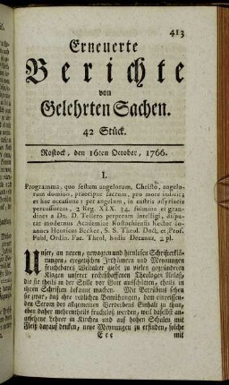 42 Stück. Rostock, den 16ten October, 1766