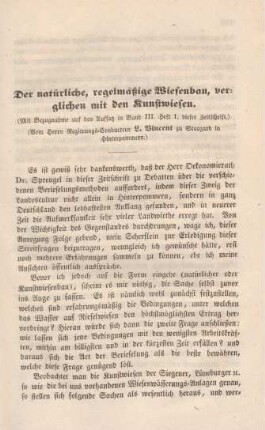 Der natürliche, regelmäßige Wiesenbau, verglichen mit den Kunstwiesen.
