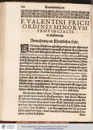 Anmahnung an Christlichen Leser.