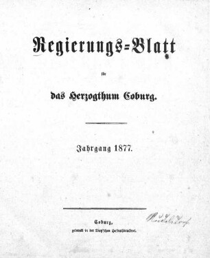 Regierungs-Blatt für das Herzogtum Coburg. 1877