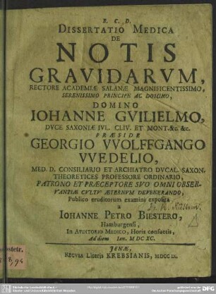 Dissertatio Medica De Notis Gravidarum
