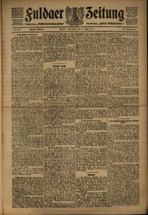 Erste Ausgabe vom Samstag, den 08. Juli 1911.