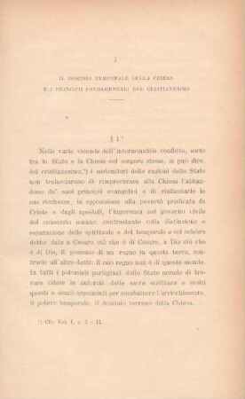 I Il domino temporale della Chiesa e i principii fondamentali del christianesimo