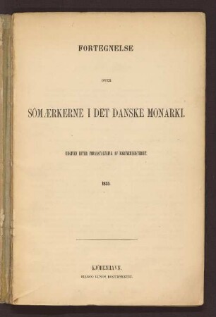 Fortegnelse over Sömaerkerne i det Danske Monarki