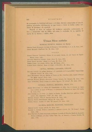 Últimos libros recibidos