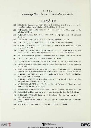 II. Teil: Sammlung Baronin von C. und diverser Besitz (Nr. 583-712)