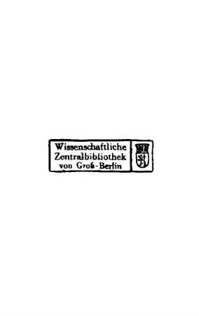 Stempel: Wissenschaftliche Zentralbibliothek von Groß-Berlin