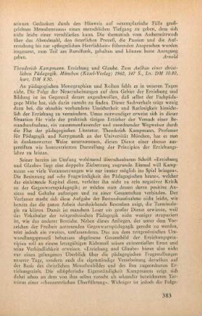 383-384 [Rezension] Kampmann, Theoderich, Erziehung und Glaube
