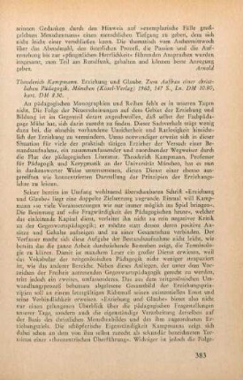 383-384 [Rezension] Kampmann, Theoderich, Erziehung und Glaube