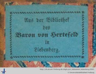 [Provenienz]: Bibliothek Liebenberg