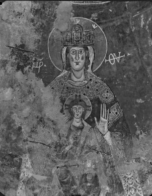 Freskenausstattung der Apsis — Sedes Sapientiae, von zwei Engeln umgeben
