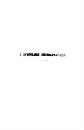 145-180, I. Inventaire bibliographique