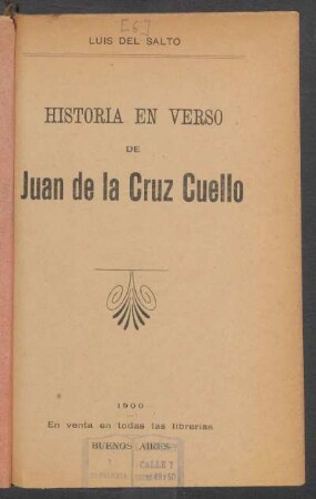 Historia en verso de Juan de la Cruz Cuello