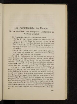 Die Nächstenliebe im Talmud