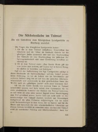 Die Nächstenliebe im Talmud