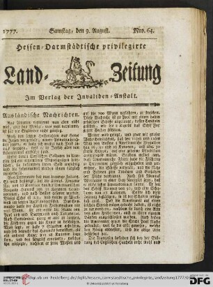 Hessen-Darmstädtische privilegirte Landzeitung