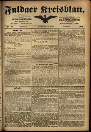 Ausgabe vom Freitag, den 16. April 1909.