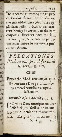 Precationes Medicorum pro differentiis temporum & diei.