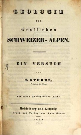 Geologie der westlichen Schweizer-Alpen : ein Versuch