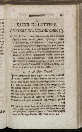 Saggi die Lettere.