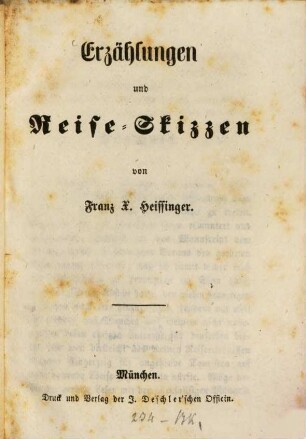 Erzählungen und Reise-Skizzen